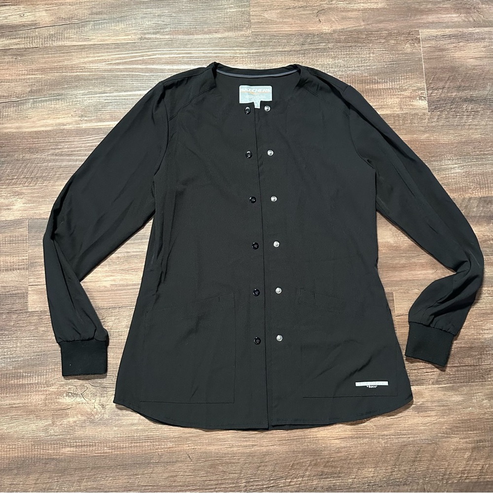 Women’s Skechers by Barco Scrub Jacket 2 Pocket Stretch Like New Black